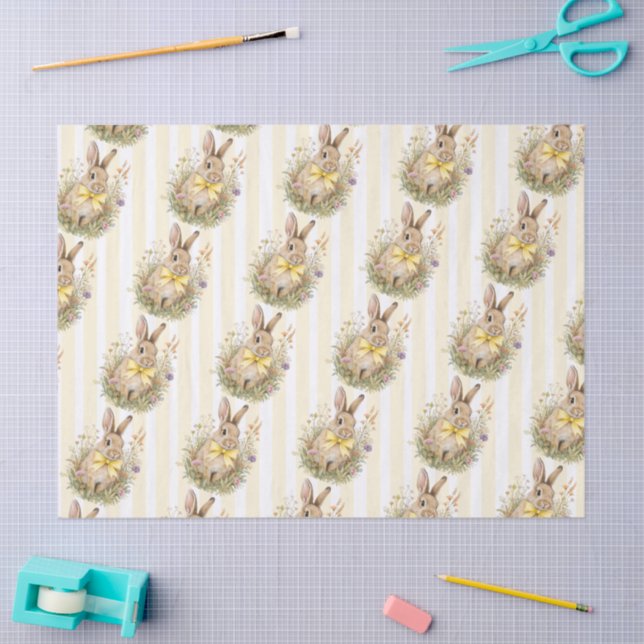 A cute little Floral Bunny Yellow Bow Baby Shower  Seidenpapier (Basteln)