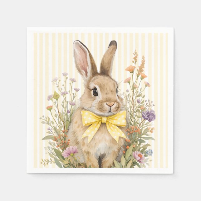 A cute little Floral Bunny Yellow Bow Baby Shower  Serviette (Vorderseite)