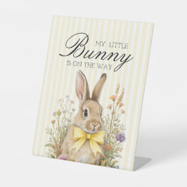 A cute little Floral Bunny Yellow Bow Baby Shower  Sockelschild