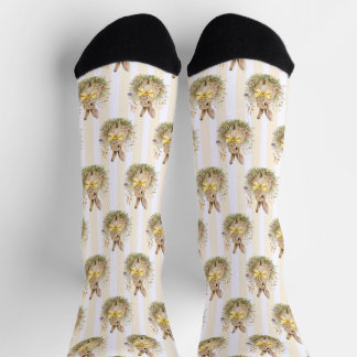 A cute little Floral Bunny Yellow Bow Baby Shower Socken