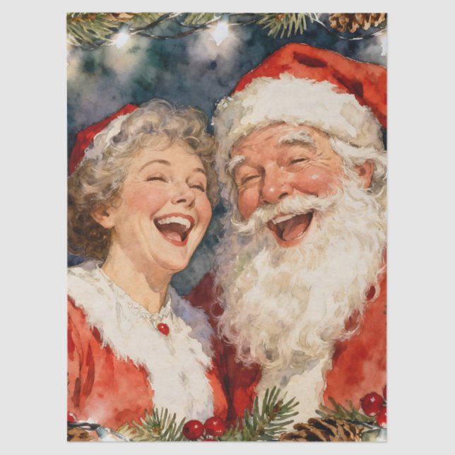 A Cute Mr and Mrs Claus Christmas Seidenpapier (Vorderseite)