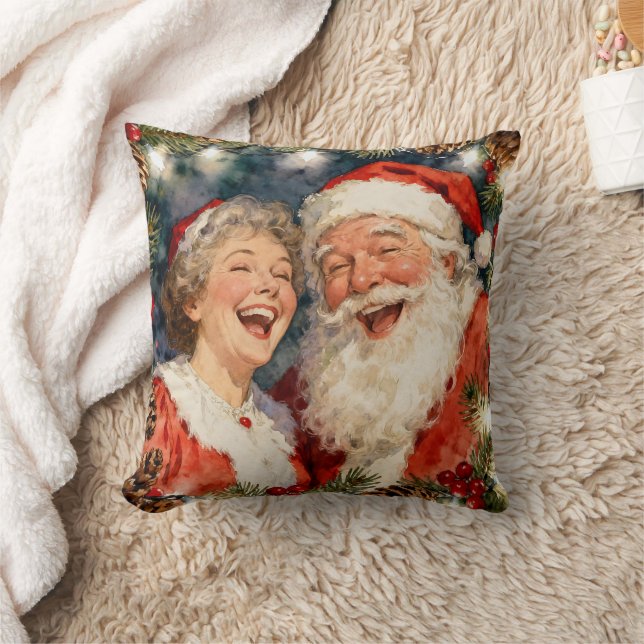 A Cute Mr and Mrs Claus Old-Fashioned Christmas Kissen (Decke)