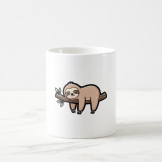 A cute sleepy sloth hanging from a branch, kawaii  kaffeetasse