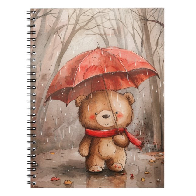 A Cute Teddy Bear in The Rain Notizblock (Vorderseite)