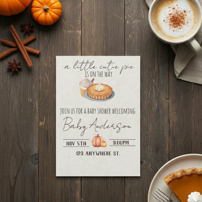 A cutie pie is on the way. Baby shower invitation Einladung (Von Creator hochgeladen)