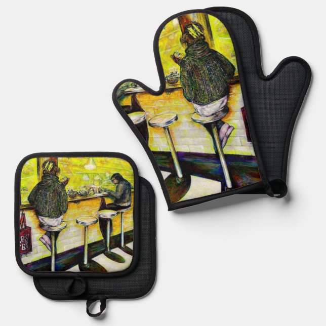 A Day Off from Crazy Ofenhandschuh & Topflappen-Set (Vorderseite/Rückseite)