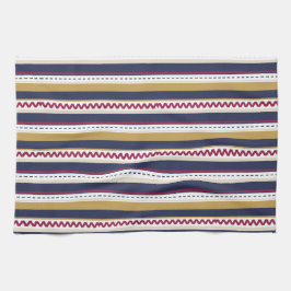 A decorative fabric features horizontal  geschirrtuch