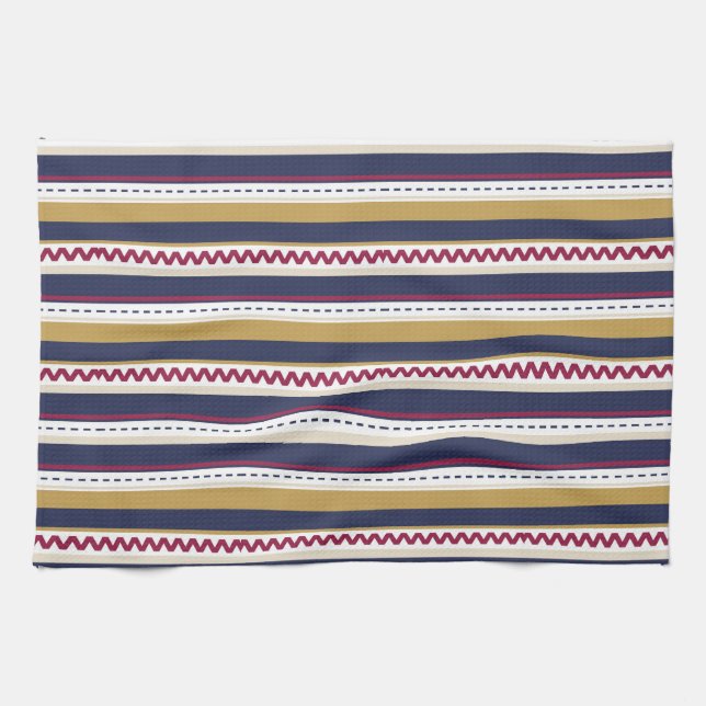 A decorative fabric features horizontal  geschirrtuch (Horizontal)