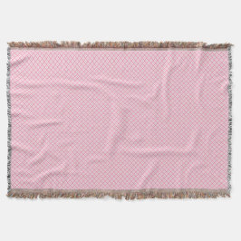A decorative pink throw blanket with a subtle  decke