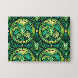 A decorative wall art piece features a repeating  button