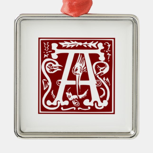 A - Dekoratives Alphabet Silbernes Ornament (Vorne)