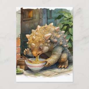 A Dino Eating Ramen Postkarte