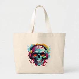 A DJ POP ART SKULL Large Tote Bag Jumbo Stoffbeutel
