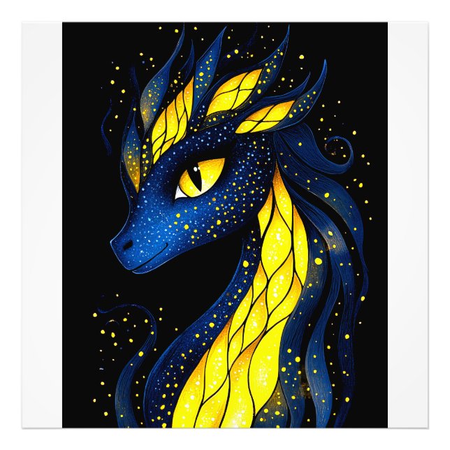 A dragon with glowing yellow scales fotodruck (Vorne)