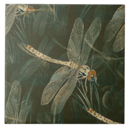 A DRAGONFLY ON GREEN TILE FLIESE