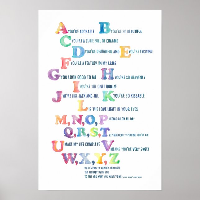 A, du bist bezauberndes Kinderzimmer Alphabet Post Poster (Vorne)