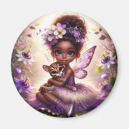 A Fairy und ihr Leopard Cub - Lila Magnet
