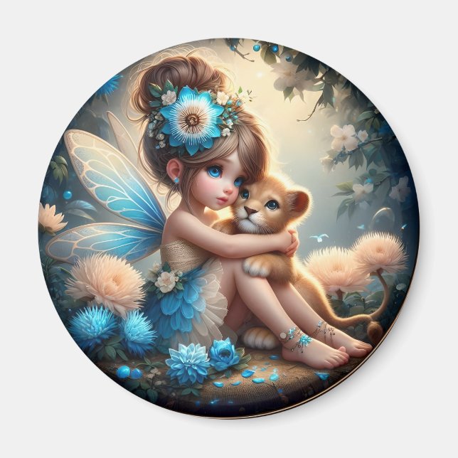 A Faiy and her Lion Cub - Blue Magnet (Vorne)