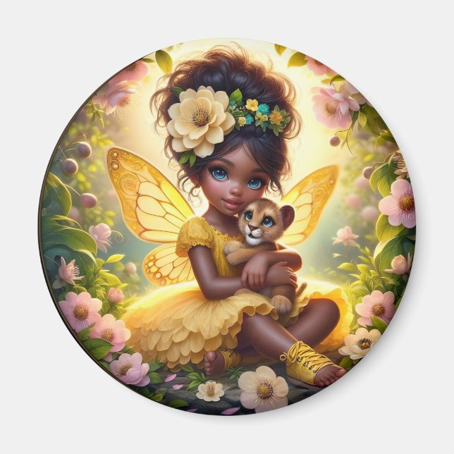 A Faiy and her Lion Cub - Yellow - Magnet (Vorne)