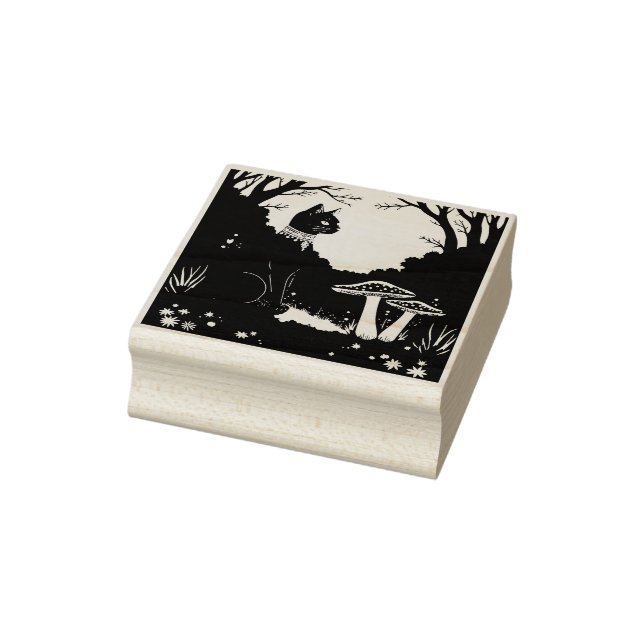 A Familiar Black Cat And Toadstools Halloween 1 Gummistempel (Stempel)