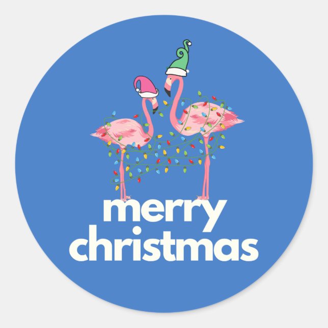 A Flamingo Christmas Classic Round Stickers (Vorderseite)