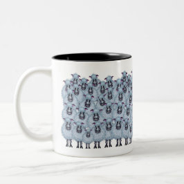 A Flock Of Sheep Cartoon Zweifarbige Tasse