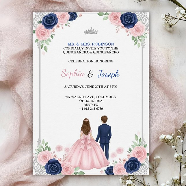 A floral themed Quinceanera Invitation Einladung (Von Creator hochgeladen)