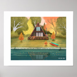 A-Frame Cabin House Art Print Poster