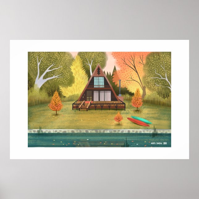 A-Frame Cabin House Extra Large Print Poster (Vorne)