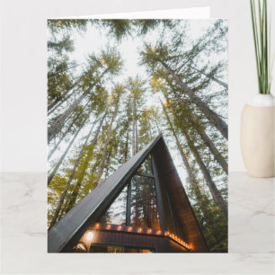 A-FRAME CABIN WOODS BIRTHDAY GREETING CARD DANKESKARTE