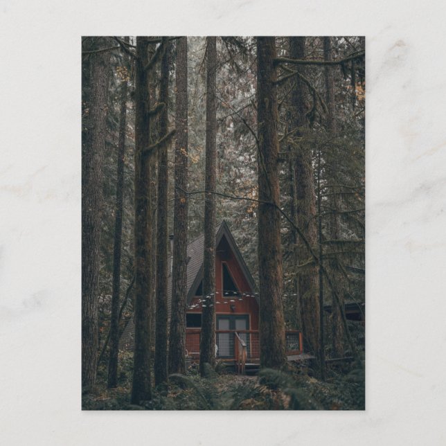 A-FRAME TINY HOUSE CABIN IN DER WOODS POSTCARD POSTKARTE (Vorderseite)