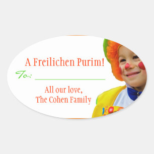 A Freilichen Purim Label Ovaler Aufkleber