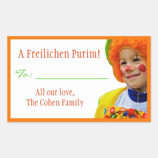 A Freilichen Purim Label Rechteckiger Aufkleber (Vorderseite)
