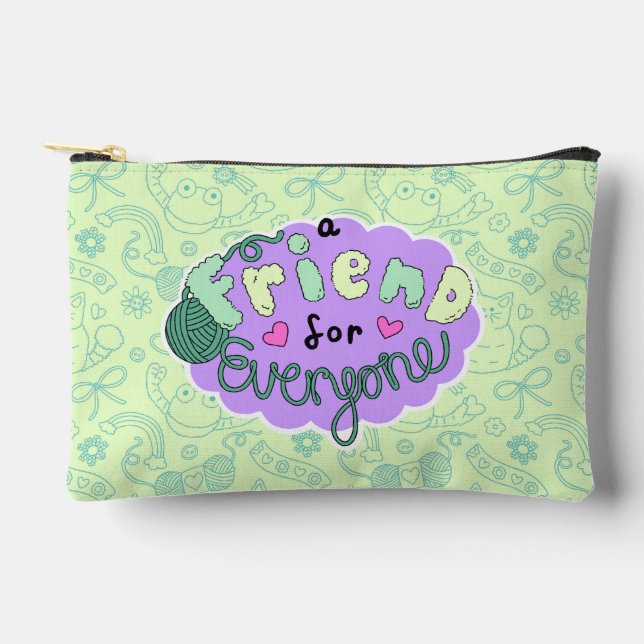 "A Friend for Everyone" Green Pouch Zubehörtasche (Vorderseite)