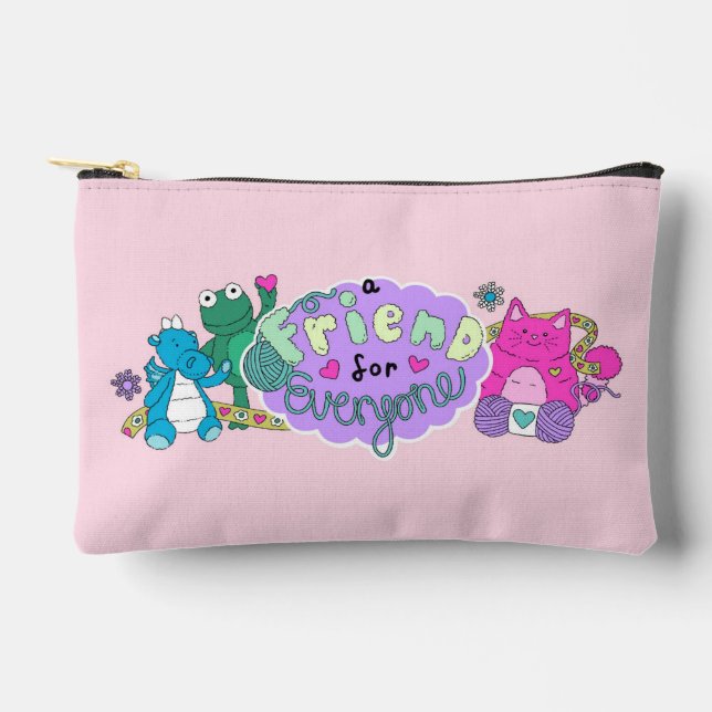 "A Friend for Everyone" Pink Logo Zubehörtasche (Vorderseite)