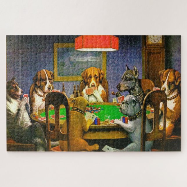 A Friend in Need Hogs Playing Poker 1903 Puzzle (Horizontal)