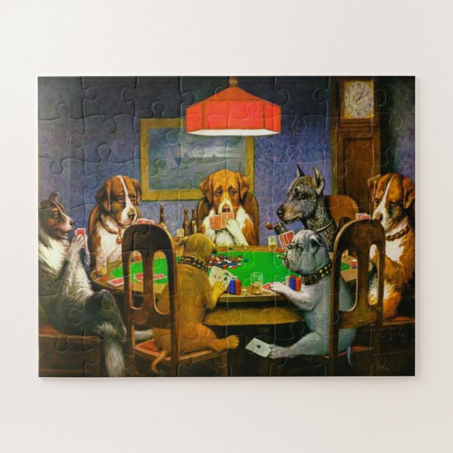 A Friend in Need Hogs Playing Poker 1903 Puzzle (Horizontal)