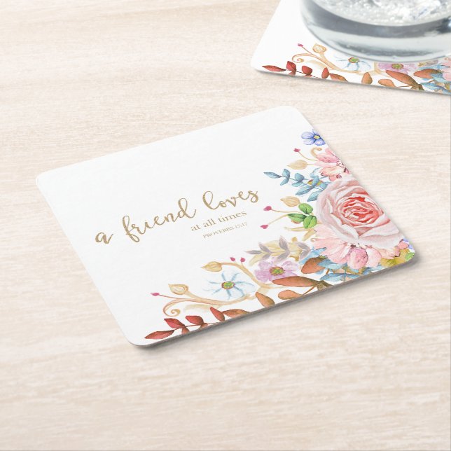 A Friends Lieben jederzeit Prov. 17:17 Rechteckiger Pappuntersetzer (angewinkelt)