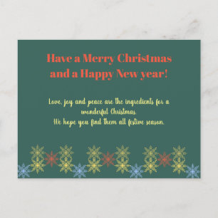a Frohe Weihnachten und ein Happy New Year Card v1 Postkarte