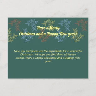 a Frohe Weihnachten und ein Happy New Year Card v5 Postkarte