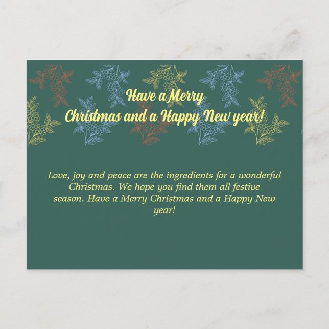 a Frohe Weihnachten und ein Happy New Year Card v5 Postkarte (Vorderseite)