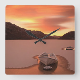 A Frozen Loch   Ruthven, Uk Quadratische Wanduhr