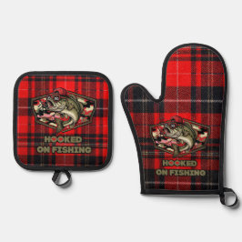 A fun and bold illustration of a cool bass ofenhandschuh & Topflappen-Set