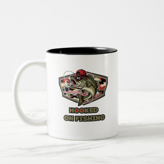 A fun and bold illustration of a cool bass zweifarbige tasse (Links)