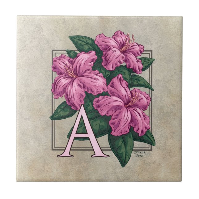 A für Azalea Blume Monogramm Fliese (Vorderseite)
