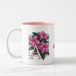 A für Azaleen-Blumen-Monogramm-und Namen-Tasse Zweifarbige Tasse