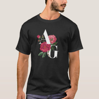 A G Name Initial Letter Floral Typografy T - Shirt