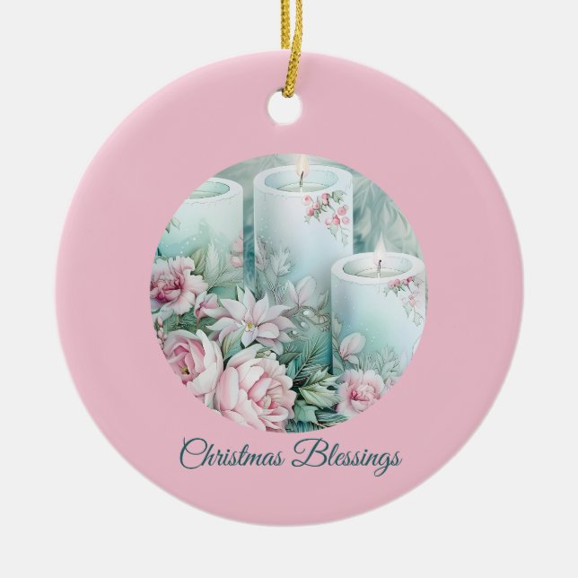 A Gentle Light – Pastel Christmas Card Keramik Ornament (Vorne)