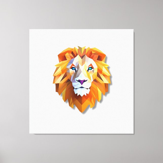 A GEOMETRIC LION Faux Canvas Print Leinwanddruck (Vorderseite)