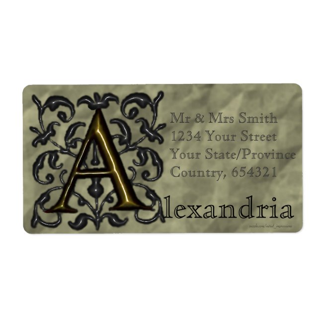 A - geprägtes Vintage-Monogramm (Gold) (Vorne)